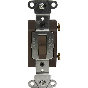 Industrial Grade Single-Pole Toggle Switch - Brown, 347 V, Toggle, Non-Dimmable, 15 Amps, Yes
