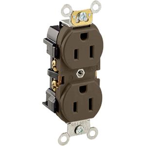 Commercial Grade Duplex Outlet - Brown, 15 Amps, 125 V, 2, Not Tamper-Resistant, Yes