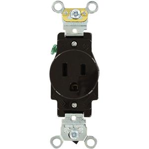 Industrial Grade Single Outlet - Brown, 15 Amps, 125 V, 1, Not Tamper-Resistant, Yes