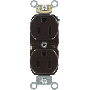 Extra Heavy-Duty Industrial Grade Duplex Outlet - Brown, 15 Amps, 125 V, 2, Not Tamper-Resistant, Yes