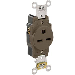 Industrial Grade Single Outlet - Brown, 15 Amps, 250 V, 1, Not Tamper-Resistant, Yes