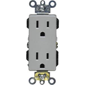 Industrial Grade Decora® Outlet - Grey, 15 Amps, 125 V, 2, Not Tamper-Resistant, Yes
