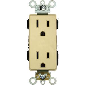 Industrial Grade Decora® Outlet - Ivory, 15 Amps, 125 V, 2, Not Tamper-Resistant, Yes