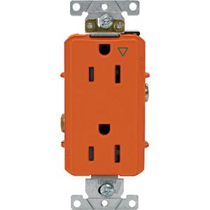 Industrial Grade Decora® Outlet - Orange, 15 Amps, 125 V, 2, Not Tamper-Resistant, Yes