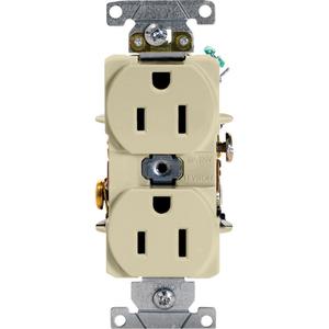 Industrial Grade Duplex Outlet - Ivory, 15 Amps, 125 V, 2, Not Tamper-Resistant, Yes