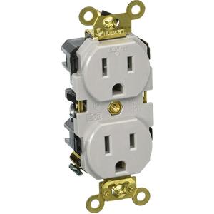 Extra Heavy-Duty Industrial Grade Duplex Outlet - Grey, 15 Amps, 125 V, 2, Not Tamper-Resistant, Yes