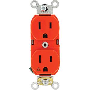 Extra Heavy-Duty Industrial Grade Duplex Outlet - Orange, 15 Amps, 125 V, 2, Not Tamper-Resistant, Yes