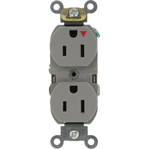 Industrial Grade Isolated Duplex Outlet - Grey, 15 Amps, 125 V, 2, Not Tamper-Resistant, Yes