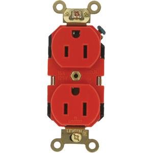 Extra Heavy-Duty Industrial Grade Duplex Outlet - Red, 15 Amps, 125 V, 2, Not Tamper-Resistant, Yes