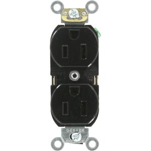Industrial Grade Duplex Outlet - Black, 15 Amps, 125 V, 2, Not Tamper-Resistant, Yes