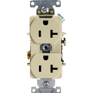 Industrial Grade Duplex Outlet - Ivory, 20 Amps, 125 V, 2, Not Tamper-Resistant, Yes