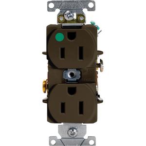 Hospital Grade Duplex Outlet - Brown, 15 Amps, 125 V, 2, Not Tamper-Resistant, Yes