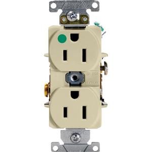 Hospital Grade Duplex Outlet - Ivory, 15 Amps, 125 V, 2, Not Tamper-Resistant, Yes