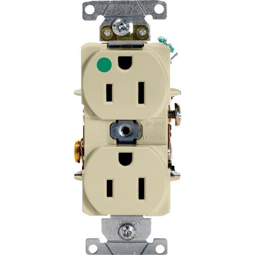 Hospital Grade Duplex Outlet - Ivory, 15 Amps, 125 V, 2, Not Tamper-Resistant, Yes