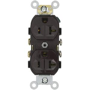Commercial Grade Duplex Outlet - Brown, 20 Amps, 125 V, 2, Not Tamper-Resistant, Yes