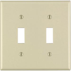 2-Toggle Wallplate - Ivory, Switch, 2, Plastic