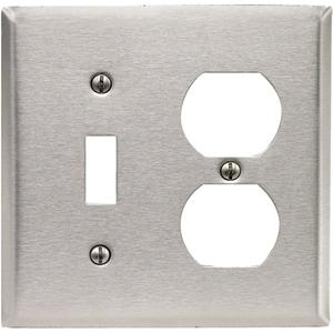 Combination Wall Plate - Stainless Steel, Combination, 2, Stainless Steel, Indoor, Yes