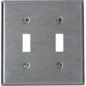 Toggle Switch Wall Plate - Stainless Steel, Switch, 2, Stainless Steel, Indoor, Yes