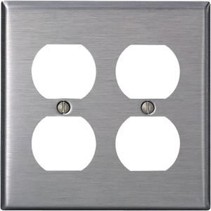 Duplex Wall Plate - Stainless Steel, Duplex, 2, Stainless Steel, Indoor, Yes