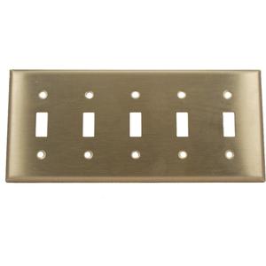 Toggle Switch Wall Plate - Stainless Steel, Switch, 5, Stainless Steel, Indoor, Yes