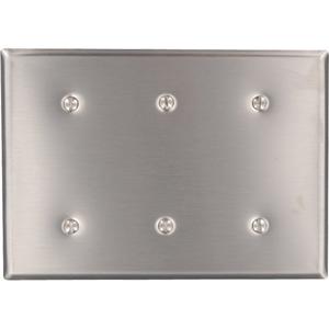Blank Wallplate - Stainless Steel, Blank, 3, Stainless Steel, Indoor, Yes