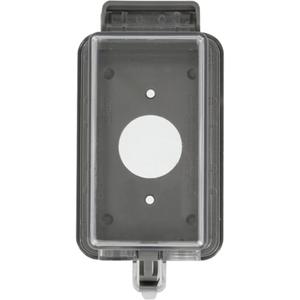 While-In-Use Vertical Outlet Cover - Clear, Round, 1, Plastic, Outdoor, Yes