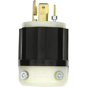 Industrial Grade Locking Plug - L20-30P, Nylon, 347 V/600 V, 30 Amps, Black and White, Yes