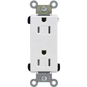 Industrial Grade Decora® Outlet - White, 15 Amps, 125 V, 2, Tamper-Resistant, Yes
