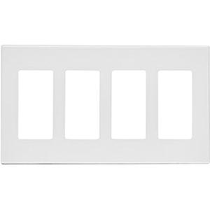 Screwless Decora® Wall Plate - White, Decorator, 4, Polycarbonate, Indoor, Yes