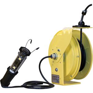 LE9000 Heavy-Duty Cord Reel - LED, 480, 4 W, Steel, Yellow, 30', 14 AWG