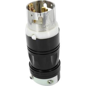 California Style Locking Plug - Non-NEMA, Nylon, 120 V/250 V, 50 Amps, Black and White