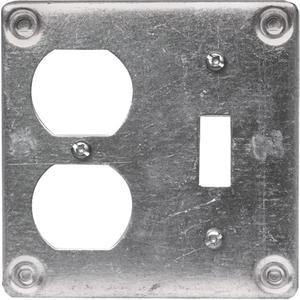 Junction Box Surface Cover - Steel, Indoor, Square, 2, 1 Toggle & 1 Duplex