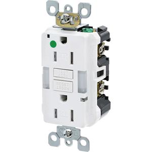 SmartlockPro® Extra Heavy-Duty Self-Test GFCI Receptacle - 125 V, 15 Amps, 2, White, Tamper-Resistant, 5-15R