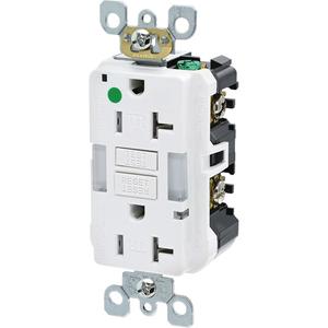 SmartlockPro® Extra Heavy-Duty Self-Test GFCI Receptacle - 125 V, 20 Amps, 2, White, Tamper-Resistant, 5-20R