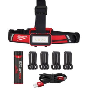 Low-Profile USB Headlamp - LED, 600, 2, Plastic, Rechargeable, Red, Included, White, IP54, 27