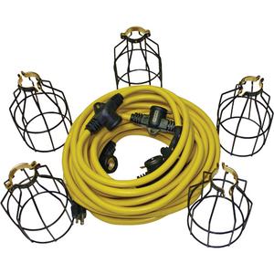 LED String Lights with Connector - 50', Metal, 14/3, 5, 120 V, 150 W, A23, SJTOW