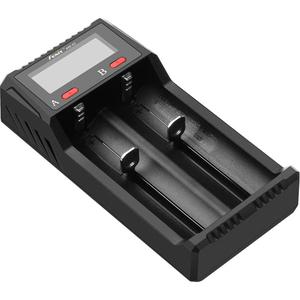 ARE-D2 Dual-Channel Smart Battery Charger - AA/AAA/C/26650 Li-ion/18650 Li-ion/16340 Li-ion/14500 Li-ion/10440 Li-ion/21700 Li-ion, None, Micro USB 5V2A, 3W (Ni-MH/Ni-Dc) & 8.4W (Li-ion)