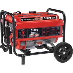Generator with Wheel Kit - 15 L, 22", 25-1/2", 22-1/2", 5100 W, 4000 W, 120 V/240 V, Unleaded Gasoline, 0.6 L, 7 - 8 hrs., 75 dB