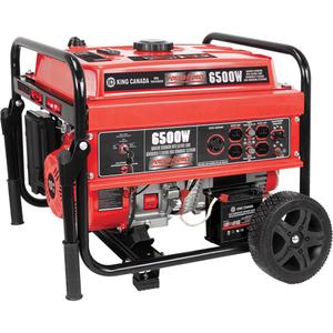 Electric Start Gas Generator with Wheel Kit - 20 L, 21", 24-1/4", 24-1/2", 6500 W, 5000 W, 120 V/240 V, 7-8 Hours, 0.7 L