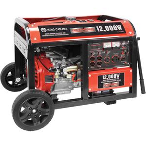Electric Start Gas Generator with Wheel Kit - 31 L, 26-1/2", 36-3/4", 27-1/4", 12000 W, 9000 W, 120 V/240 V, 6 Hours, 1.1 L