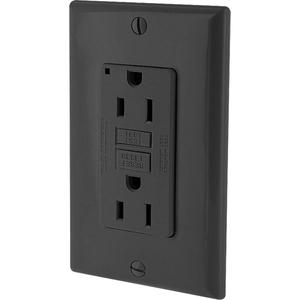 SmartlockPro® Self-Test GFCI Outlet - 125 V, 15 A, 2, Black, Not Tamper-Resistant, UL (Federal Specification WC-596), CSA, 1 HP, 5-15R, Galvanized Steel