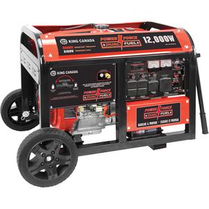 Gasoline/Propane Generator with Electric Start - 31 L, 26-1/2", 36-3/4", 27-1/4", 12000 W, 9000 W, 3,750 RPM, 457, 8-9 hrs, 74 dB(A)