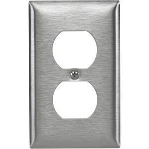 Wallplate - Stainless Steel, Duplex, 1, Stainless Steel, Indoor