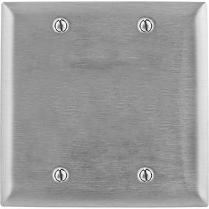 Square Wallplate Cover - Stainless Steel, Blank, 2, Stainless Steel, Indoor