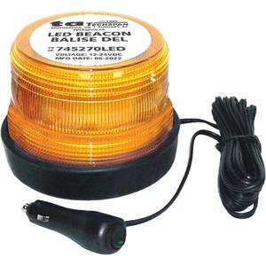 Junior Low Profile Warning Light - Amber, Strobe, Magnetic, 15', 12 VDC, Polycarbonate, Rubber