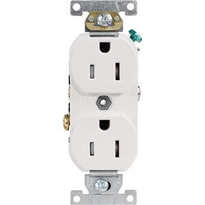 Duplex Receptacle - White, 15 A, 125 V, 2, Tamper-Resistant