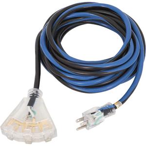 JLEC-1425 Contractor Grade Extension Cord - Indoor/Outdoor, 25', 50', 100', 14, 15 A, Black/Blue, 125 V, 1875 W, SJTOW, ULC