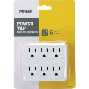 Power Tap - 6, 15 A, 1875 W, 125 V, White, Grounded, Grounded