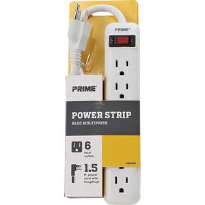 Power Strip - 6, 1-1/2', 15 A, 1875 W, 125 V, 14/3, SJT, Grounded, Grounded