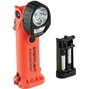 Survivor Pivot® Flashlight with Battery Carrier - LED, 325, 300, 3.75, 5.5, Nylon Polymer, Orange, Rechargeable, Included, 396 m